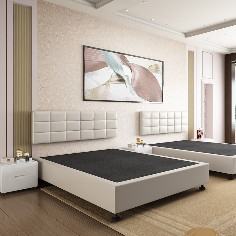 Amazon hotel bed frame fabric multi-layer solid wood square 1m bed box can be leather factory direct price customized wholesale