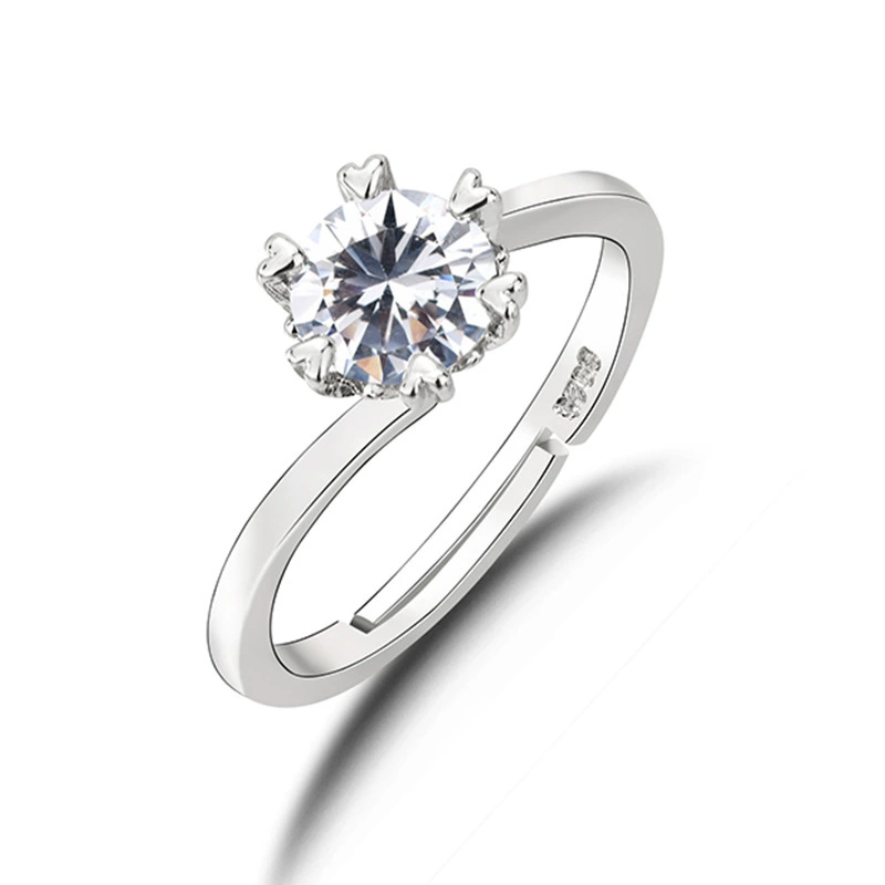 Copper ring with zircon, fashionable accessory, bright catchy style