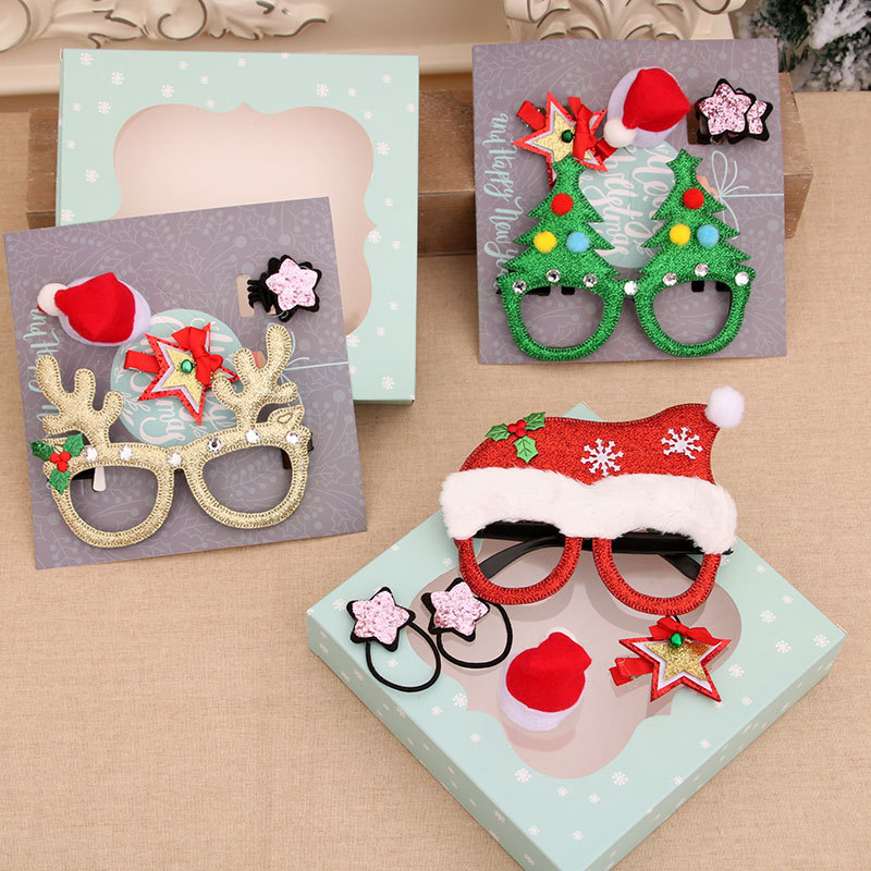 Nuevas decoraciones de Navidad horquilla gafas horquilla regalos de Navidad traje niños regalos para niños regalos de actividad