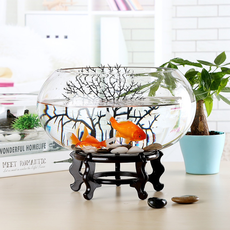 Custom-made round drum-shaped transparent glass fish tank, large size, for office decoration, hydroponic turtle and goldfish tank