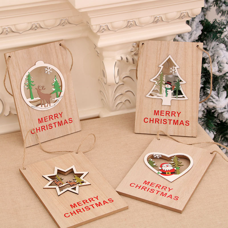 Navidad puerta de madera colgando centro comercial tienda de Navidad Tarjeta de Bienvenida de Navidad suministros de decoración de Navidad