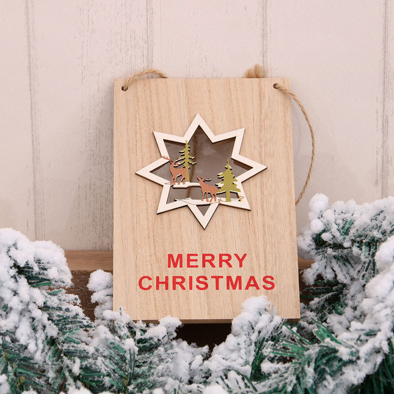 Navidad puerta de madera colgando centro comercial tienda de Navidad Tarjeta de Bienvenida de Navidad suministros de decoración de Navidad