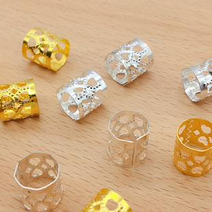 Iron plating love hollow flower tube dirty braid buckle wig braid decorative jewelry hair ring dirty braid buckle spot wholesale