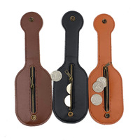 Bán buôn da cổ điển da thắt lưng đeo ví tiền xu túi tiền xu ngoài trời da bò Boston ví nhỏ