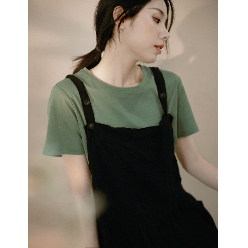 GJCP Factory Store 100 Cotton Simple All-match Short-sleeve T-shirt Women's Artistic Fresh Round Neck Top Summer Soft and Comfortable GJCP Factory Store 100 Cotton Simple All-match Short-sleeve T-shirt Women's Artistic Fresh Round Neck Top Summer Soft and Comfortable