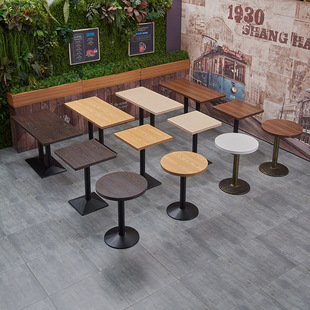 Simple milk tea shop fast food restaurant table and chair commercial snack shop dessert shop noodle shop canteen rectangular small round square table