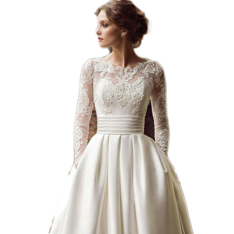 Main Wedding Dress 2025 New Spring Bride High Collar Long Sleeve Lace Slim Dream Luxury A-Line Wedding Dress