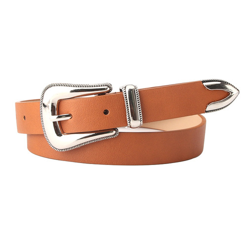 Belt Women's Three-piece Set Alloy Pin Buckle Imitation Leather Belt Fashion Versatile Clothing Decorative Belt Personalized Retro Style