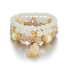 波西米亚手工串珠甜美多层手链女欧美时尚流苏弹力手串小饰品批发