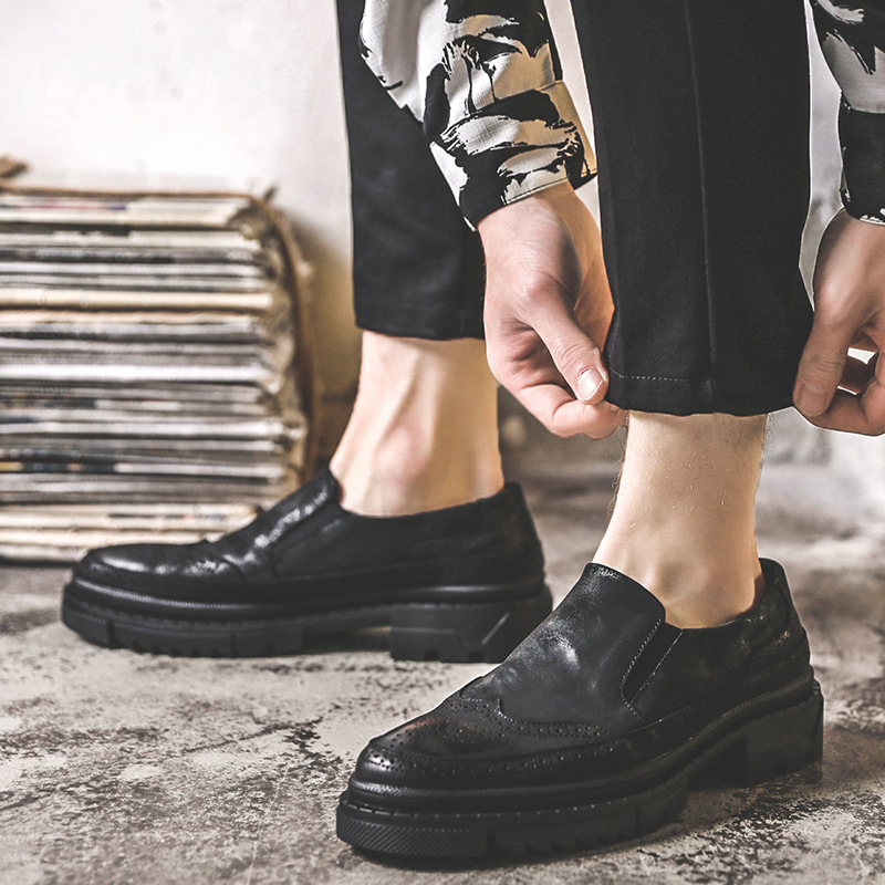 Business casual leather shoes gentleman Fengbrock carved men's shoes Yinglun air -breathable tide shoes retro shoes PX63 2