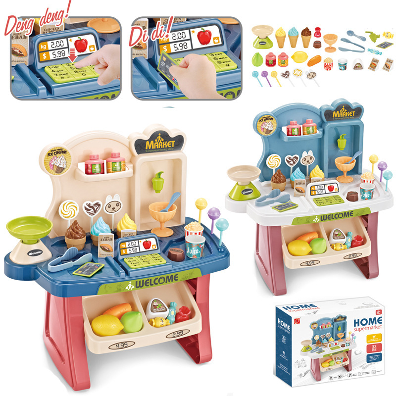 Transfronterizo mini supermercado de compras para niños helado caramelo ventas cajero juego casa Juguetes