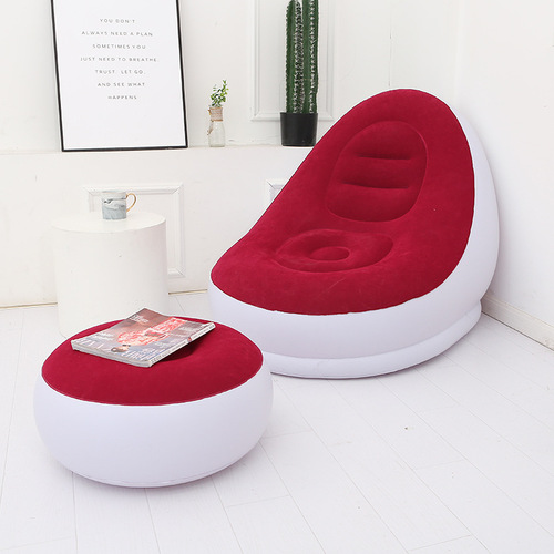 Adult inflatable lazy sofa two-piece set with pedals, macaron flocking sofa, lounge chair, leisure inflatable sofa