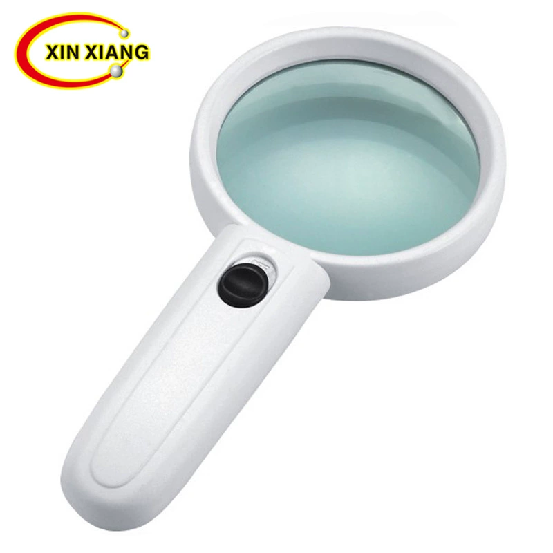 Factory Direct 75 мм двойной светодиодный ручной корпус из АБС-пластика ночного освещения восклицательный знак со световым увеличительным стеклом для чтения