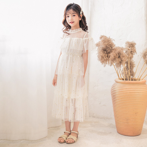 Baby Girl Summer Cake Dress Cross-border Girl Skirts Big Kid Princess Dress Starry Ultra Fairy Net Gown