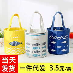 New Style Handheld Lunch Bag with Large Capacity, Food Preservation and Insulation, Round Bucket Aluminum Foil Thick Insulation Bag