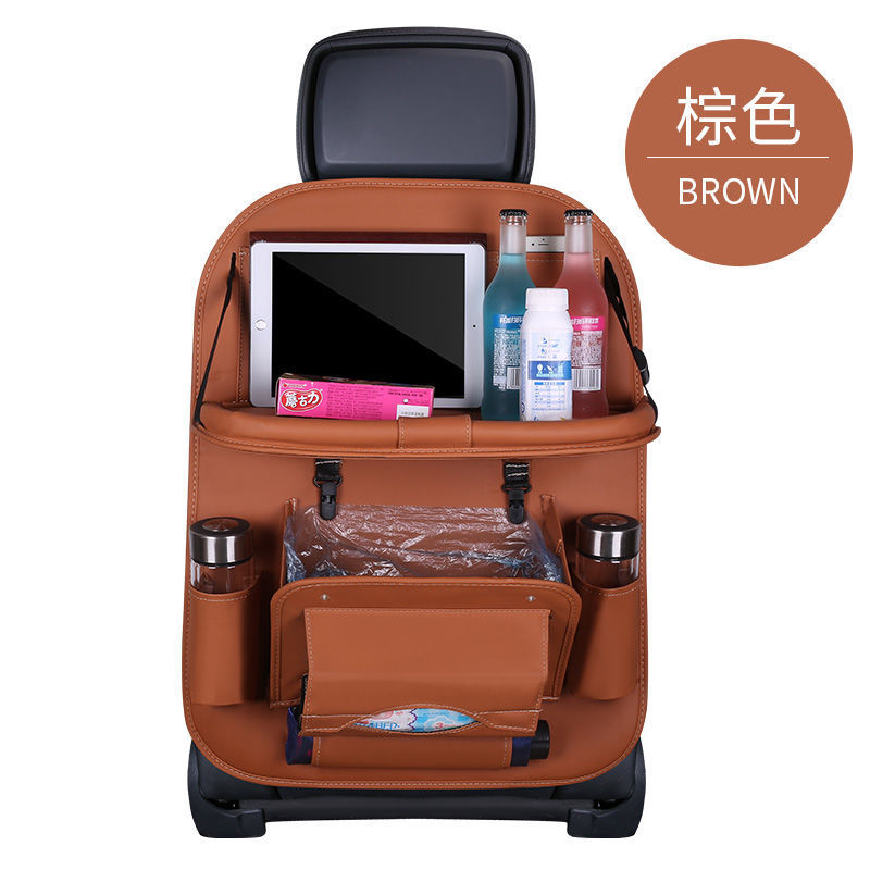 Bolsa de almacenamiento de asiento de coche de cuero bolsa de almacenamiento de mesa de comedor multifuncional bolsa colgante bolsa de almacenamiento plegable