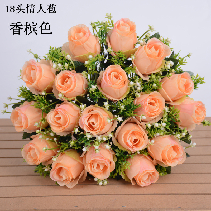 Ramo de flores artificiales de seda, decoración de boda o salón, ramo de rosas elegante