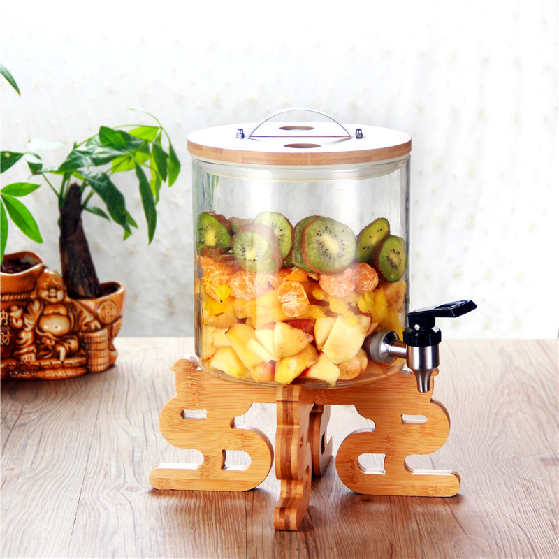 Gran capacidad de jugo de bebidas cubo con grifo comercial transparente de vidrio xiangyun base cubo de vino cubo de la enzima hogar
