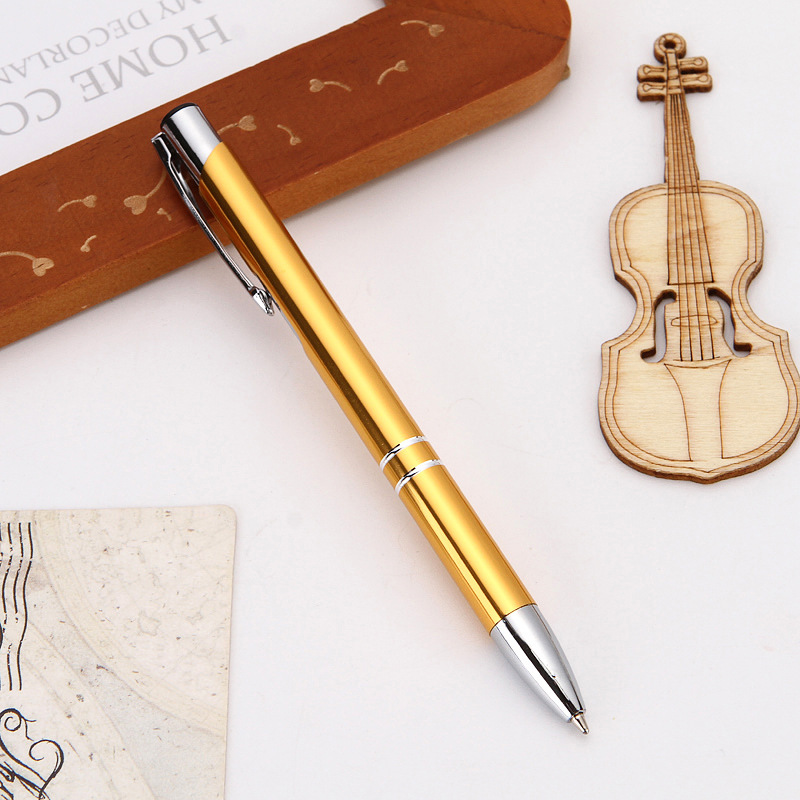 Bolígrafo de metal Varilla de aluminio Bolígrafo de prensa azul negro Logotipo grabado láser Bolígrafo de regalo publicitario