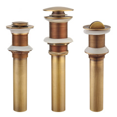 廠家仿古下水器復古彈跳下水器衛生間面盆下水器無溢水孔黑色黃銅