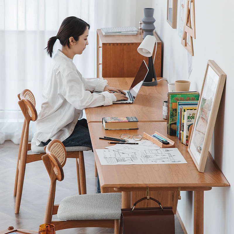 Gringotts Desk Solid Wood Multifunctional Office Desk Student Study Room Computer Desk Combination Cherry Wood All Solid Wood Nordic Style