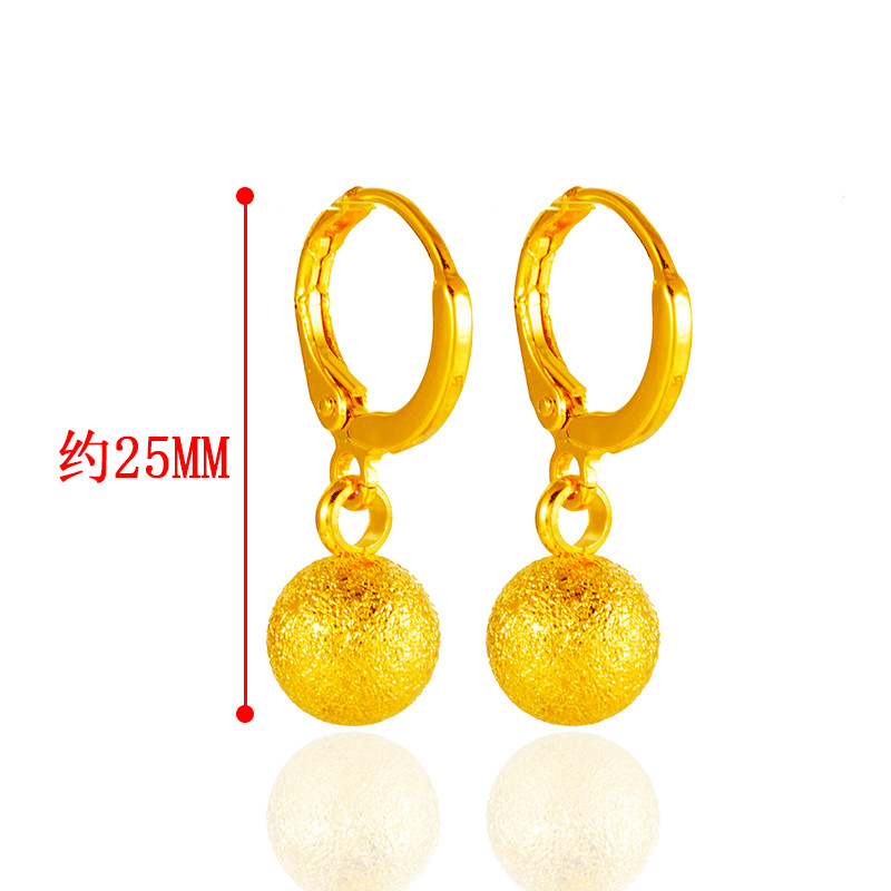 Exquisita imitación 18K oro arena cuentas pendientes moda mujer cuentas ligeras Vietnam arena oro pendientes joyería transfronteriza caliente Accesorios