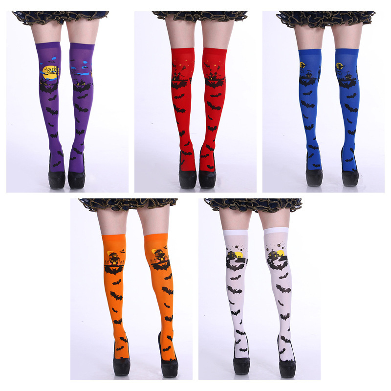 Cross-border Halloween printed socks bat printed stockings party costume props stockings COSPLAY stockings