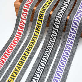 厂家直供丝印单面针织带两边黑色段染效果中间双F印字针织带现货