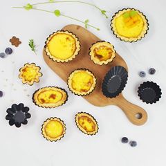 Recyclable carbon steel lace egg tart mold, Portuguese tart chrysanthemum cup cake mold, round egg tart cup mold
