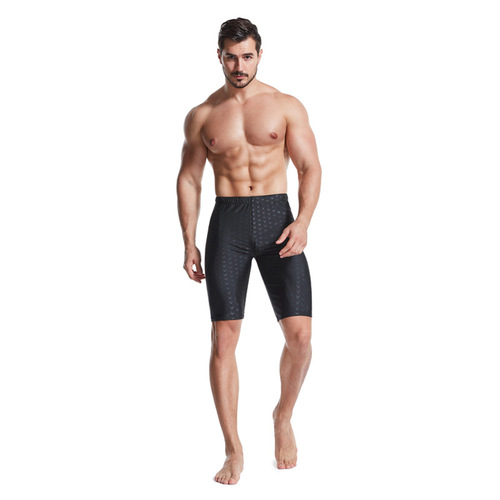 Men's 5-Pocket Swim Trunks, Large Size Shark Skin Style Swim Suit Set with Goggles and Cap - One Piece Shipping