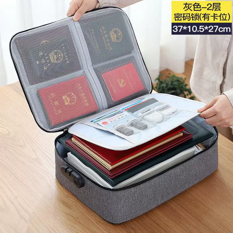 GENA Capacious Organizer Bag with Universal Card Holder for Documents - Multi-Layer Lockable Options