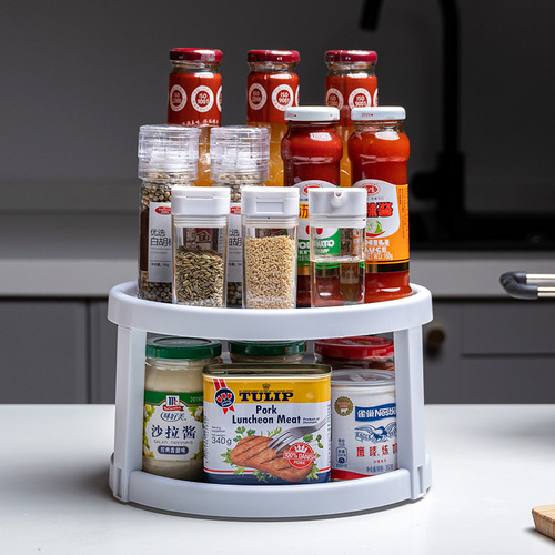 Yimijia multifunctional rotating kitchen condiment bottle fruit plate storage rack double-layer storage rack