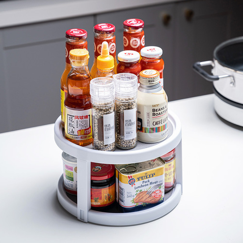 Yimijia multifunctional rotating kitchen condiment bottle fruit plate storage rack double-layer storage rack