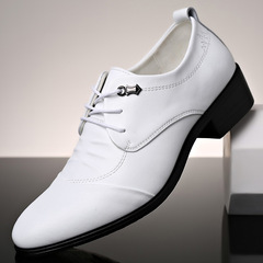 Inner height-increasing leather shoes for men, cowhide youth, soft sole, soft surface, white men's shoes, small white shoes, lace-up wedding shoes, drop shipping
