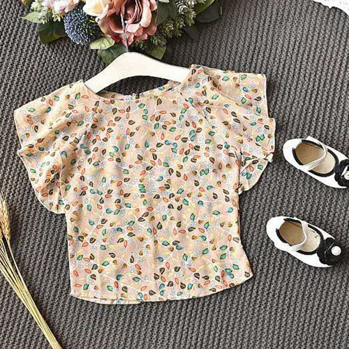 Women's Summer Set New Korean Style Children's Clothing Middle and Small Girls Baby Chiffon Short Sleeve + Short Pants Set Manufacturer Direct