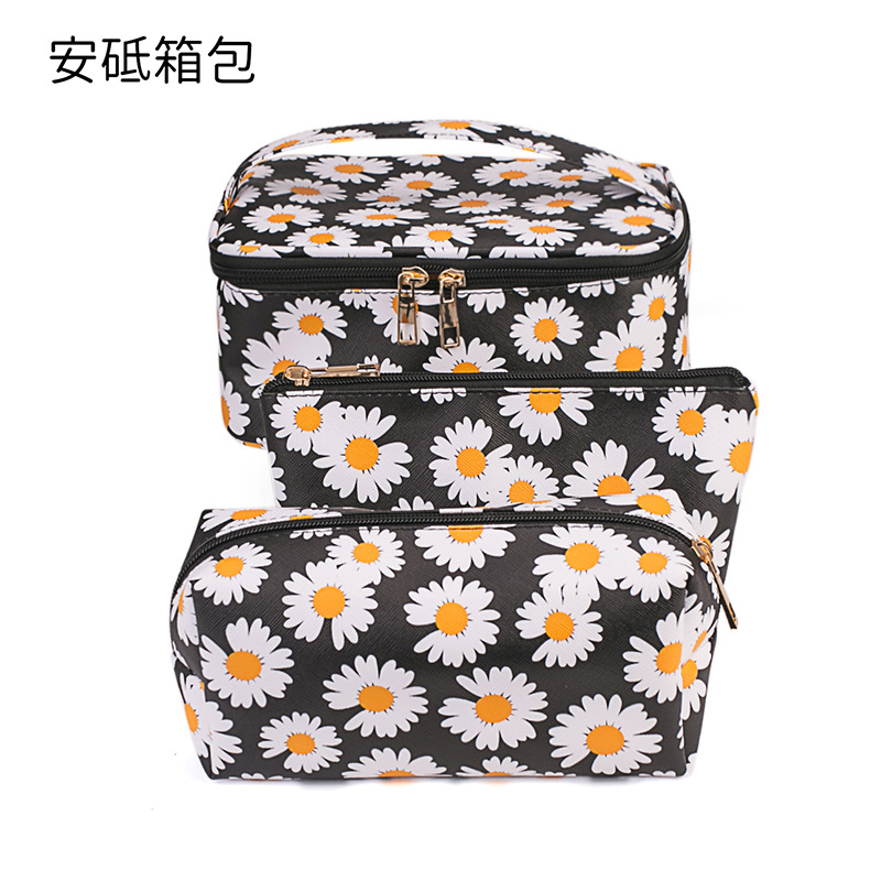 Nuevo en stock de mármol de tres piezas bolsa de cosméticos PU bolsa de lavado a prueba de agua bolsa de almacenamiento de viaje portátil de gran capacidad