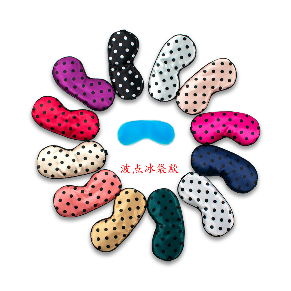 Lindo lunares máscara de ojo de seda artificial sombreado de doble cara bolsa de hielo compresa fría y caliente máscara de ojo de satén bolsa de medicina para dormir en stock