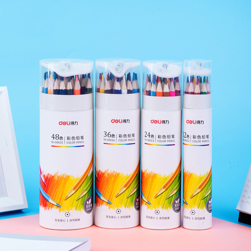 Deli 24 colors 36 colors 48 colors oily colored lead painting drawing coloring pencil color drawing art supplies wholesale