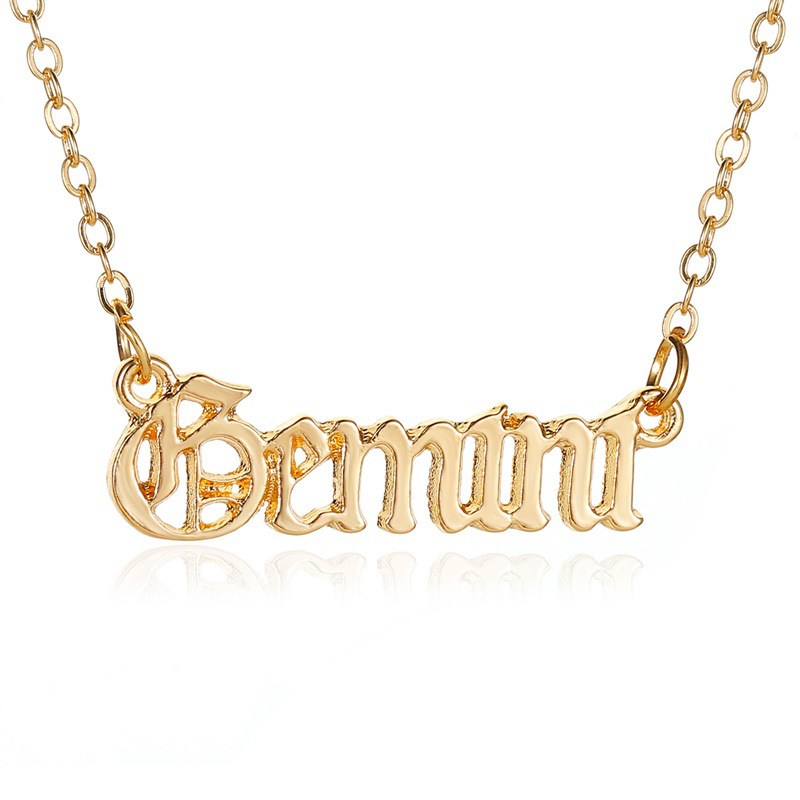 European and American New Hot-Selling Jewelry, Personalized and Creative Twelve Constellations Necklace, Retro English Letter Pendant, Clavicle Chain