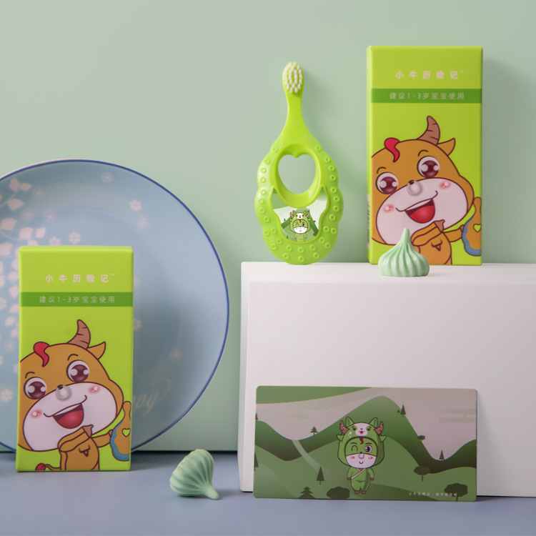 Calf adventures baby toothbrush wholesale factory Cartoon 1-3 years old baby children toothbrush one-piece delivery