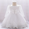 Lace small princess costume for early age with bow, evening dress, suitable for import, special occasion clothing