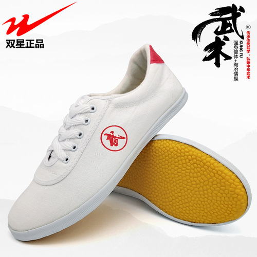 Dual Star Tai Chi Martial Arts Shoes, Unisex Sports Shoes, Cowhide Sole Training Shoes, Children's Martial Arts Taekwondo Shoes, Performance Shoes