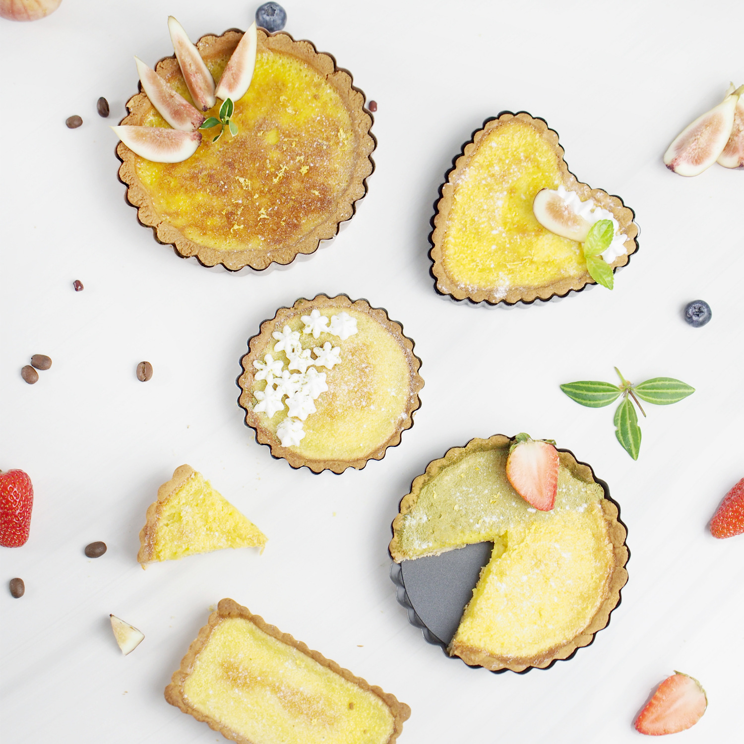 Baking non-stick coated live bottom pizza baking pan, 5-inch round egg tart cake mold, square heart-shaped baking pan