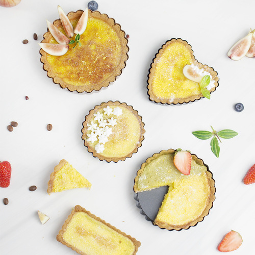 Baking non-stick coated live bottom pizza baking pan, 5-inch round egg tart cake mold, square heart-shaped baking pan