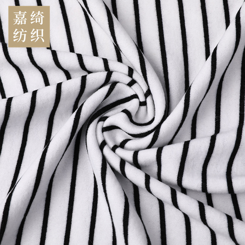 涤纶黑白磨毛印花氨纶小粗针 经编印花批发氨纶粗针拉毛面料