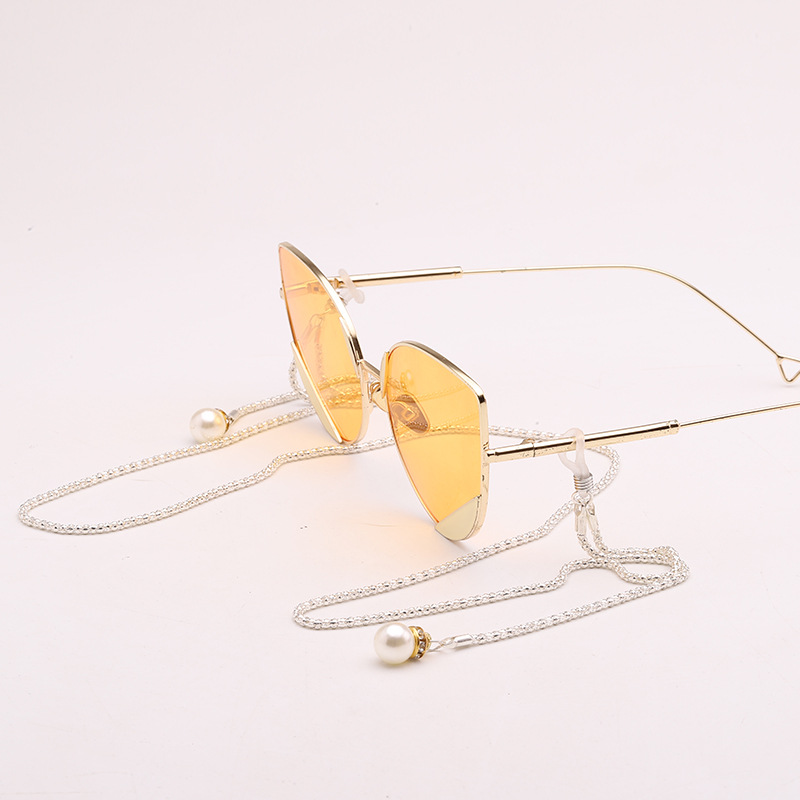 Pearl glasses chain halter anti-drop glasses rope black silver gold fashion simple metal elegant glasses accessories fashion