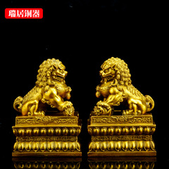 黃銅獅子擺件一對銅獅子公司門口大號北京獅宮門獅家居風水裝飾品