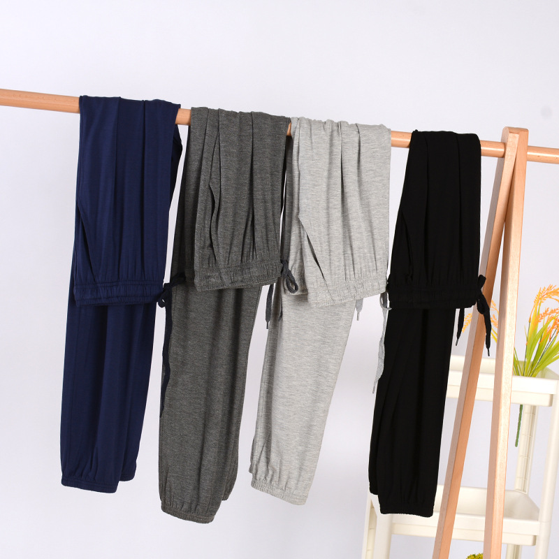Pantalones de pijama para hombres pantalones delgados de verano Pantalones a prueba de mosquitos atados al tobillo pantalones de pijama modal se pueden usar fuera de casa pantalones de ejercicio matutino