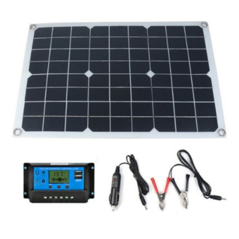 Cross-Border E-Commerce Single Crystal 20W Dual USB Port Solar Charging Panel Set Portable Mobile Phone Battery Charger