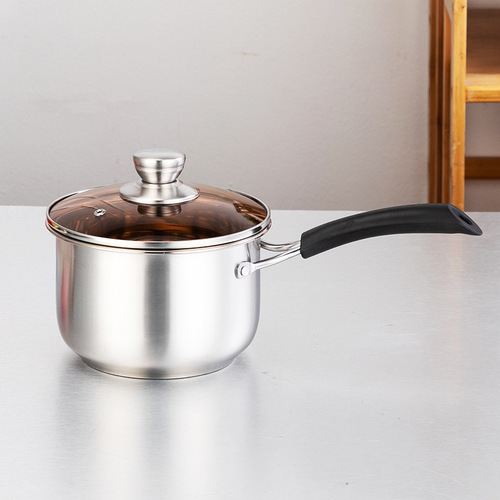 Directly supplied from the manufacturer, stainless steel auxiliary Internet celebrity food pot, thickened double bottom household double-ear soup pot, single-handled milk pot gift